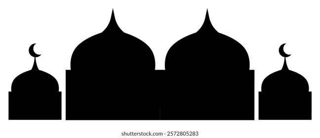 The holy mosque illustration silhouette graphic design for Islamic festival, Arabic culture spiritually, or Eid Mubarak.
