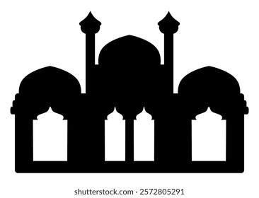 The holy mosque illustration silhouette graphic design for Islamic festival, Arabic culture spiritually, or Eid Mubarak.