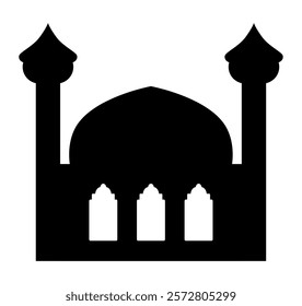 The holy mosque illustration silhouette graphic design for Islamic festival, Arabic culture spiritually, or Eid Mubarak.