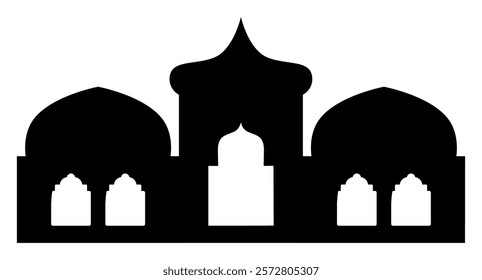 The holy mosque illustration silhouette graphic design for Islamic festival, Arabic culture spiritually, or Eid Mubarak.