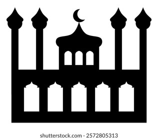 The holy mosque illustration silhouette graphic design for Islamic festival, Arabic culture spiritually, or Eid Mubarak.