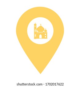 Holy mosque location map pin pointer icon. Element of map point for mobile concept and web apps. Icon for website design and app development. Premium mosque icon sign