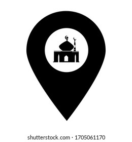 Holy mosque location map pin pointer icon. Element of map point for mobile concept and web apps. Icon for website design and app development. Premium mosque icon sign