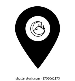 Holy mosque location map pin pointer icon. Element of map point for mobile concept and web apps. Icon for website design and app development. Premium mosque icon sign