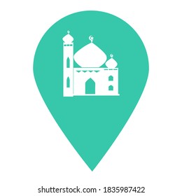 Holy Mosque location map pin pointer icon. Element of map point for mobile concept and web apps. Icon for website design and app development. Premium prayer flat icon sign.