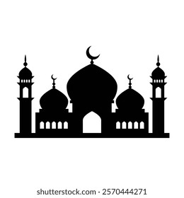 Holy mosque silhouette set ideal for Islamic celebrations, decorations