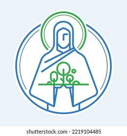 Holy Mother Earth line vector illustration
