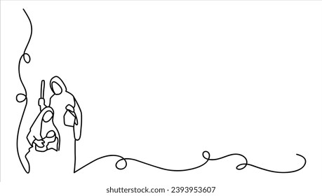 holy night, the birth of jesus christ one line art vector, christmas night, background for christmas line art of holy night, birth of jesus christ
