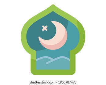 holy night ramadan islam single isolated icon with flat style