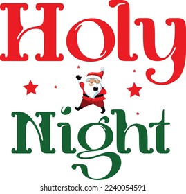 Holy Night- Typographic Vector Design.  