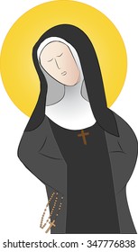 A holy nun, catholic saint simple abstract vector illustration