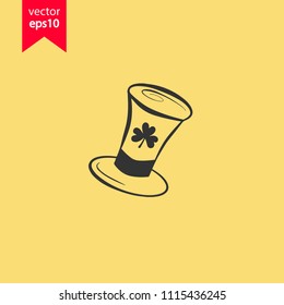 Holy Patrick hat icon. Yellow background. EPS 10 vector flat sign.