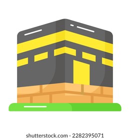 Un lugar sagrado para los musulmanes en árabe, vector de kaba en estilo editable