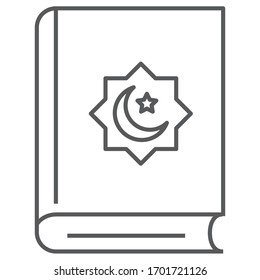 Holy Quran book line and glyph icon, islam and religion, koran book sign, vector graphics, a linear pattern on a white background
