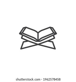 Holy Quran book line icon. linear style sign for mobile concept and web design. Koran book on a stand outline vector icon. Symbol, logo illustration. Vector graphics