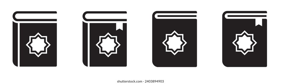 Holy quran book set icon, vector illustration