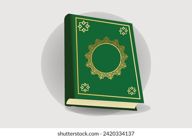 Holy Quran with green cover Vector illustration