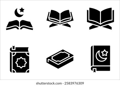 Holy Quran icon set, symbol template for graphic and web design vector illustration on white background