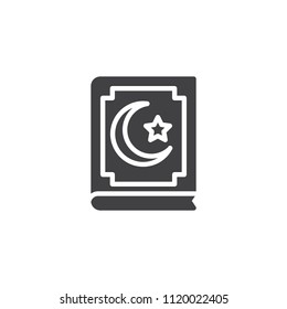 Holy Quran vector icon. filled flat sign for mobile concept and web design. Quran Islamic book simple solid icon. Symbol, logo illustration. Pixel perfect vector graphics