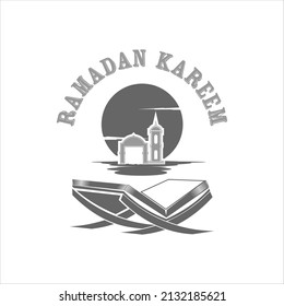 Holy quran vector silhouette in retro emblem style template