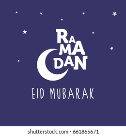Holy Ramadan eid mubarak greeting design 
