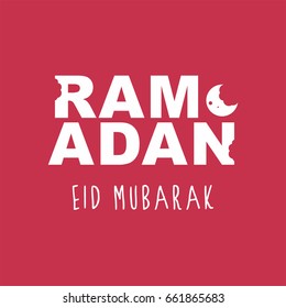 Holy Ramadan eid mubarak greeting design with bitten letters