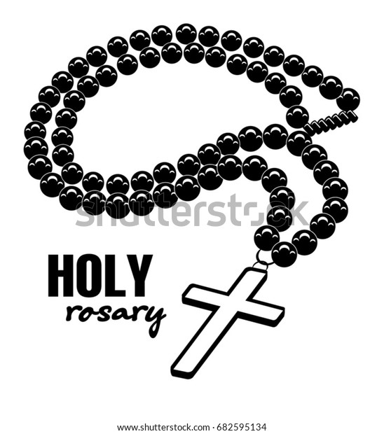 数珠の霊玉ベクターイラスト 白い背景にカトリックの花冠と十字架のアイコン のベクター画像素材 ロイヤリティフリー