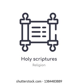 holy scriptures outline icon. isolated line vector illustration from religion collection. editable thin stroke holy scriptures icon on white background