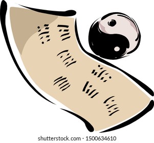 Holy scroll and yin yang sign.
