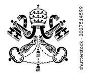Holy see emblem vector icon. Vatican symbol black silhouette detailed illustration isolated on white  