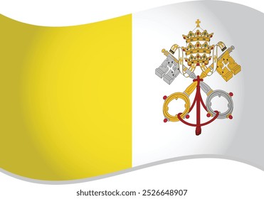 Bandeira da Santa Sé acenando, Bandeira da Cidade do Vaticano acenando no ar 3D - Vetor