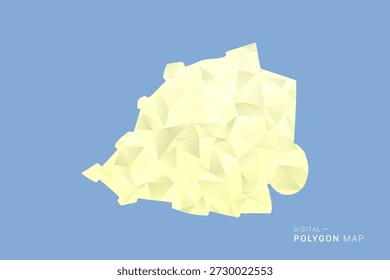 Holy See Map in low poly polygon vector style, geometric shape illustration with soft yellow tones on blue background, clean silhouette for infographic.