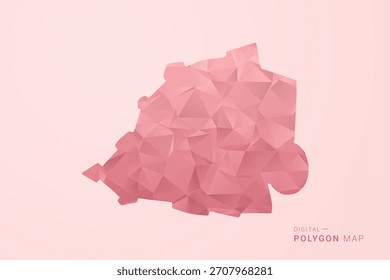Mapa da Santa Sé - Ilustração de vetor estilo polígono no tema dos namorados rosa suave, baixo projeto geométrico poly, isolado no fundo pastel.