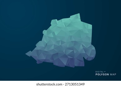Mapa de la Santa Sede - Ilustración vectorial de estilo polígono con degradado azul azulado, diseño geométrico de bajo poli, inspirado en la Tecnología digital y silueta limpia sobre fondo oscuro.