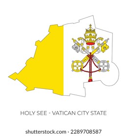 Holy See - Vatican City State map and flag. Detailed silhouette vector illustration