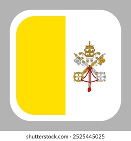 Holy See (Vatican) flag square flat vector with rounded corners and white border, vector illustration