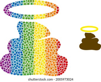 Heilige Scheiße Collage Ikone von runden Artikeln in verschiedenen Größen und Spektrum-Farben. Ein dotierter LGBT-farbener heiliger Scheiß für Lesben, Schwule, Bisexuelle und Transsexuelle.