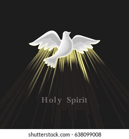 Holy Spirit icon. Hand drawn style. Christian holiday Pentecost Trinity Sunday concept. Church sacrament biblical symbol of flying spiritual dove. Pentecostal greeting. Vector religious illustration