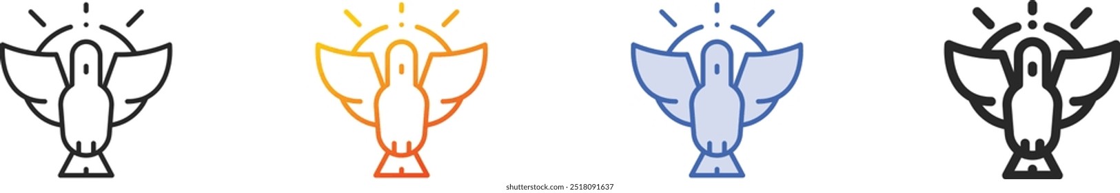 holy spirit icon.Thin Linear, Gradient, Blue Stroke and bold Style Design Isolated On White Background