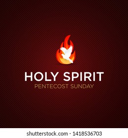 Holy Spirit Pentecost Sunday with dove and fire vector illustration