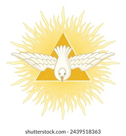 Holy Spirit Pentecost Sunday vector greetings. 