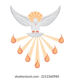 holy spirit with seven fire flames isolated . vector illustration