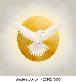 Símbolo del Espíritu Santo con halo y rayas de símbolos de luz de los regalos del Espíritu Santo. 