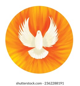 Holy Spirit symbol dove with halo and rays of light symbols of the gifts of the Holy Spirit.