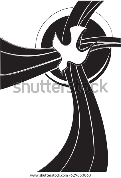 Holy Spirit Symbol White Dove Halo Stock Vector (royalty Free) 629853863