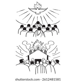 Holy sprit pentecost vector cartoon illustration