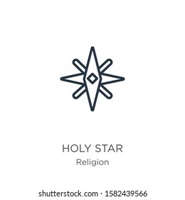Holy star icon. Thin linear holy star outline icon isolated on white background from religion collection. Line vector sign, symbol for web and mobile