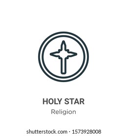 Holy star outline vector icon. Thin line black holy star icon, flat vector simple element illustration from editable religion concept isolated on white background