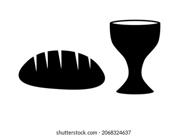 holy supper icons. bread and wine as from the Last Supper of Jesus with the disciples. eps 10