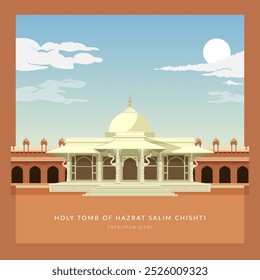 Túmulo Sagrado de Hazrat Salim Chishti - Fatehpur Sikri, Uttar Pradesh - Ilustração de Stock como arquivo EPS 10